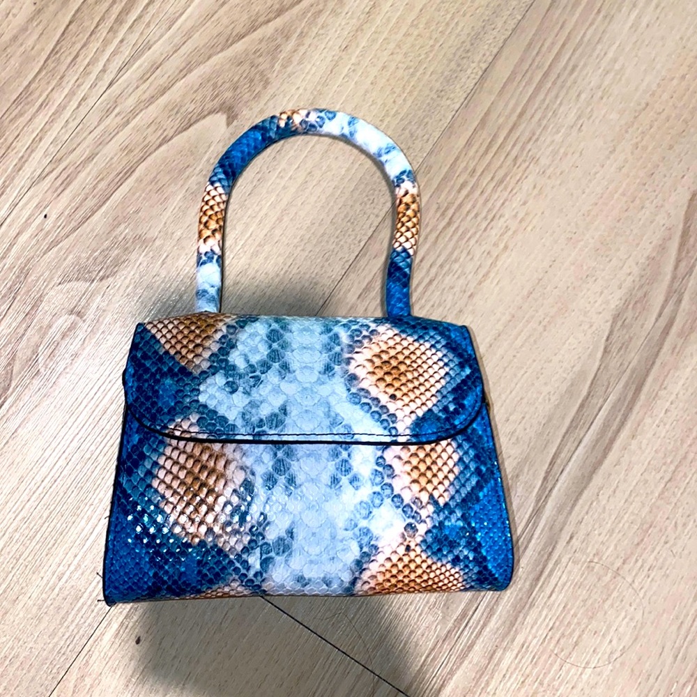 Blue Cream and White mini purse